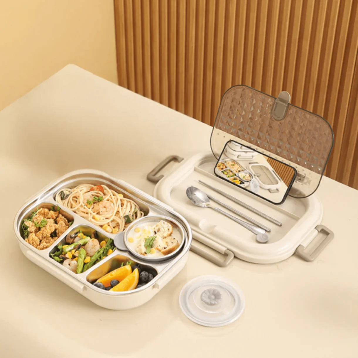 Stainless Steel Leakproof and Microwave-Safe Insulated Lunch Box(2000ml)