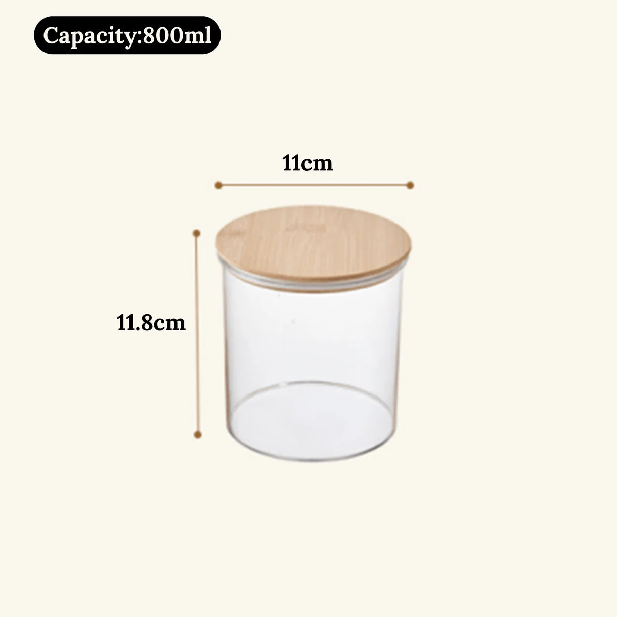 Multi-Purpose Airtight Plastic Transparent Food Storage Jar with Bamboo Lid