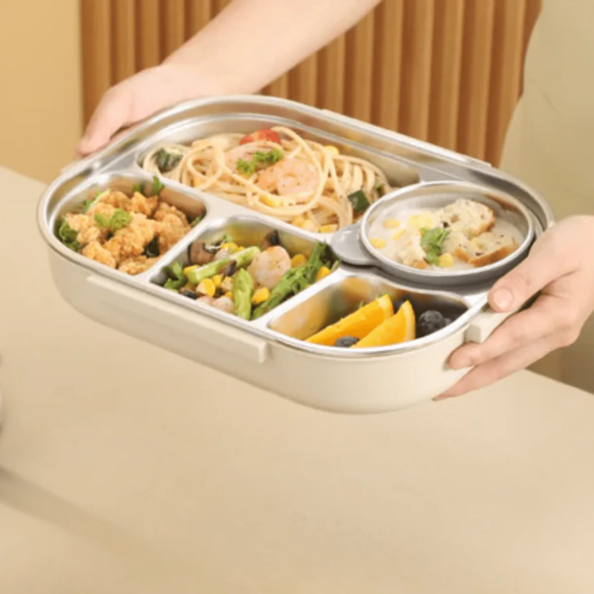 Stainless Steel Leakproof and Microwave-Safe Insulated Lunch Box(2000ml)