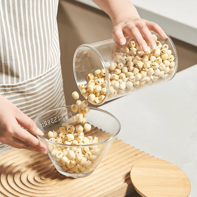 Multi-Purpose Airtight Plastic Transparent Food Storage Jar with Bamboo Lid