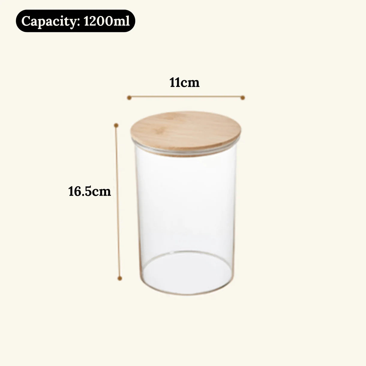 Multi-Purpose Airtight Plastic Transparent Food Storage Jar with Bamboo Lid