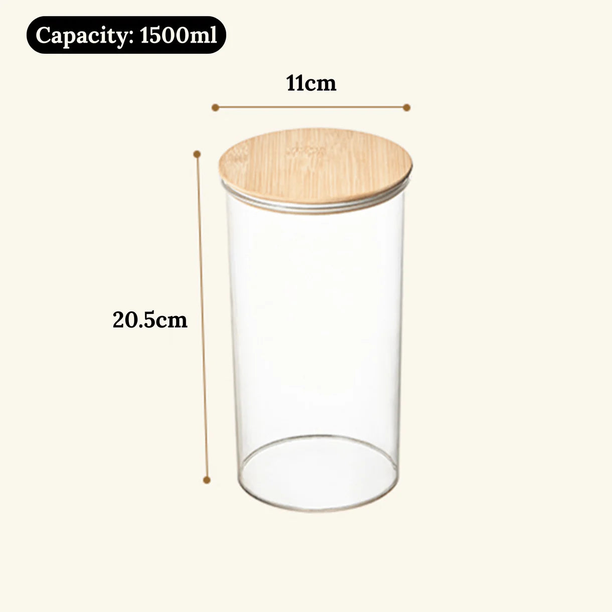 Multi-Purpose Airtight Plastic Transparent Food Storage Jar with Bamboo Lid