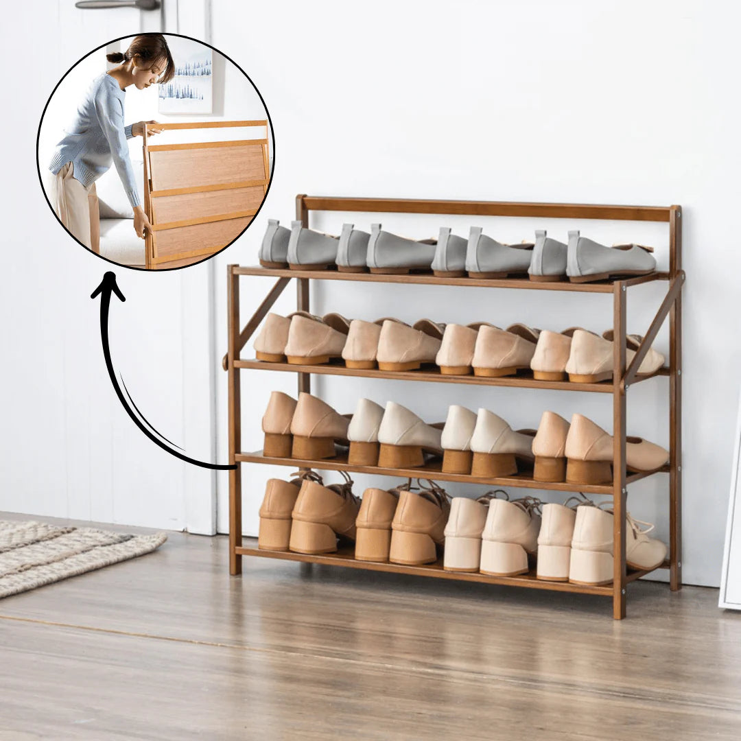 Multi-Use Foldable Wooden Shoe Storage Shelf (68cm)