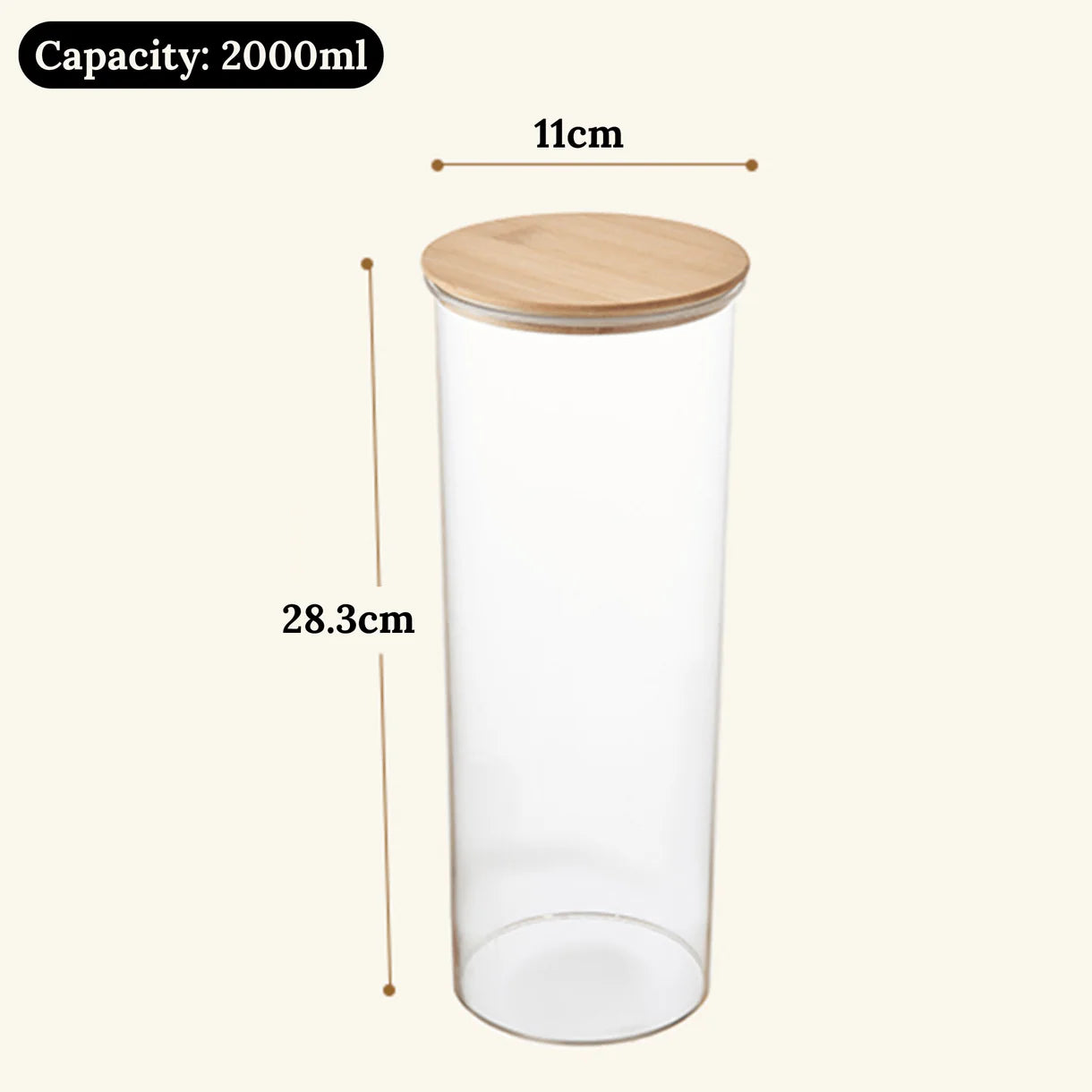 Multi-Purpose Airtight Plastic Transparent Food Storage Jar with Bamboo Lid